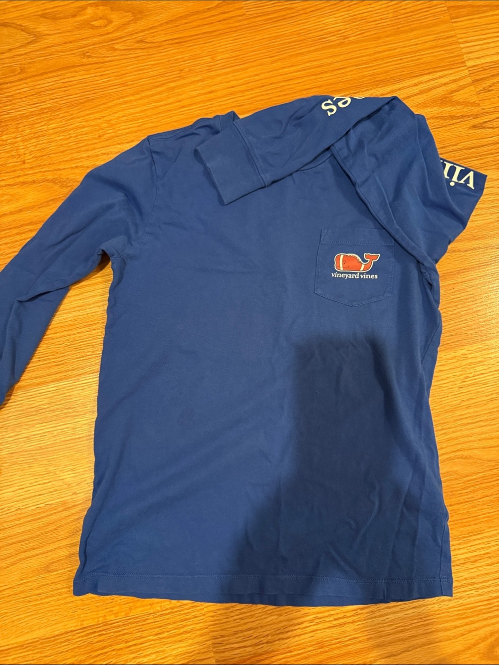 Vineyard Vines Kids Long-Sleeve Pocket Tee - Royal Blue with Orange Logo